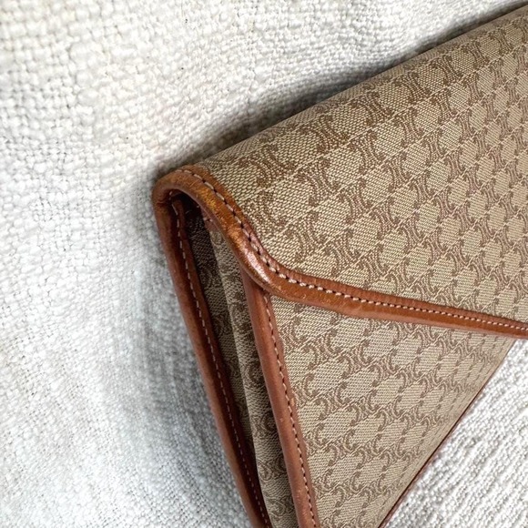 Vintage Celine Macadam Pattern Clutch Pouch Leather PVC - Picture 5 of 9